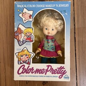 Vintage Color Me Pretty Baby Doll Color Change Makeup Jewelry 1988 Blonde 9"